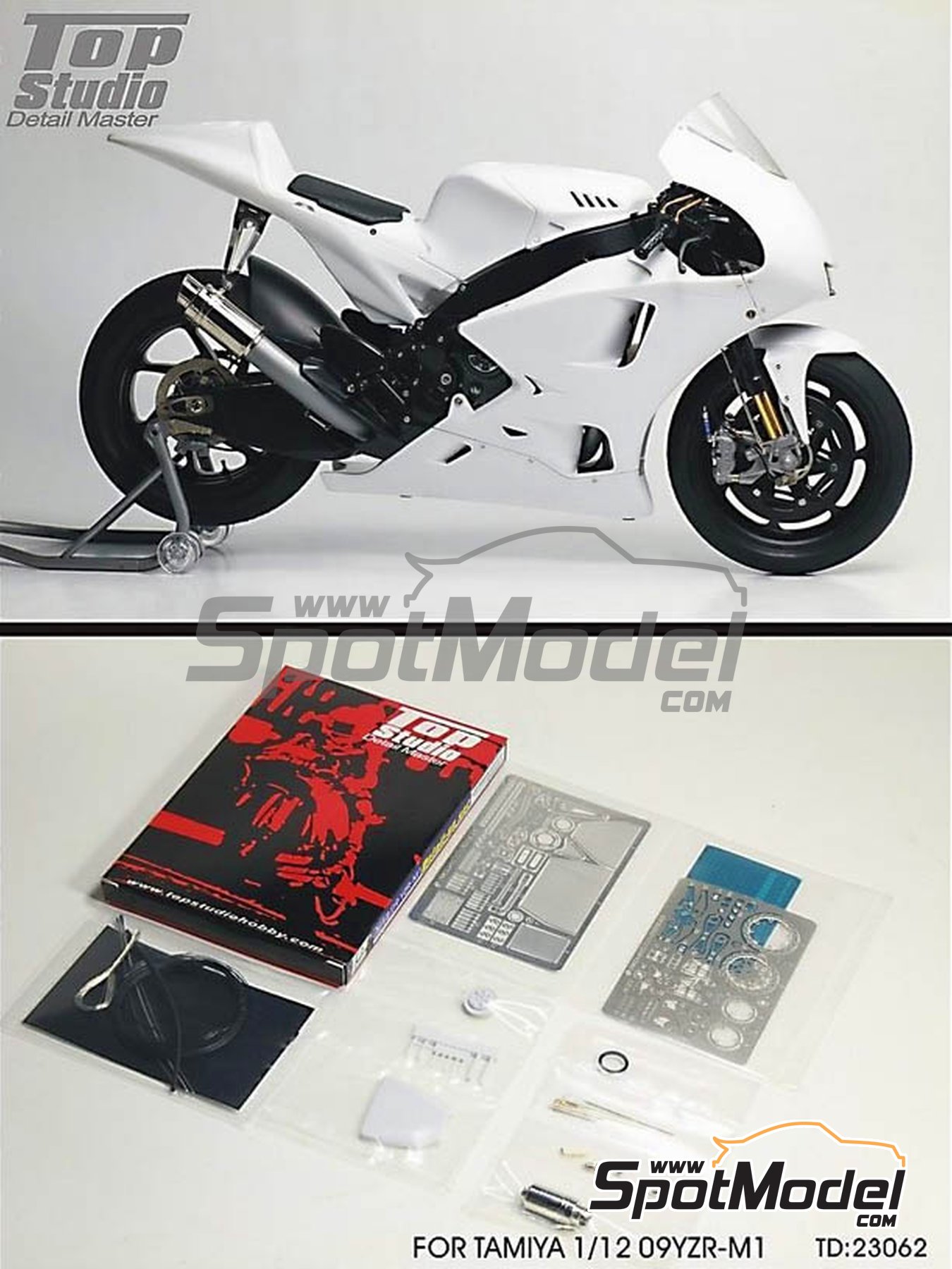 Yamaha YZR-M1 - 2009. Detail up set in 1/12 scale manufactured by Top  Studio (ref. TD23062)